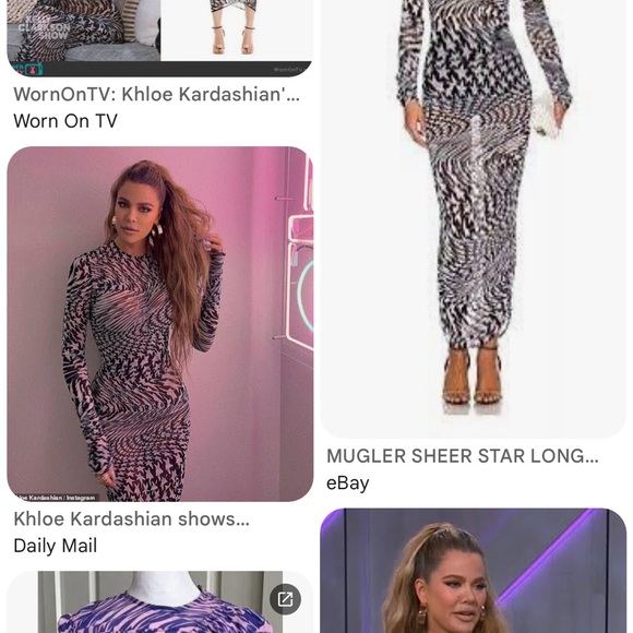Mugler Black and Brown Swirl Star Long Sleeve Dress as worn by Khloe Kardashian - Picture 2 of 6
